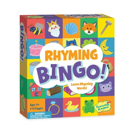 Peaceable Kingdom Rhyming Bingo, Reading and Learning Game for Kids Ages 4 Years and Up