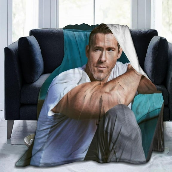 Ryan Actor Reynolds Throw Blanket Flannel Blanket Warm Soft Microfiber Blanket for Living Room Couch Sofa Bedroom Decor Gifts 80""x60"", Black