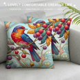 thumbnail image 3 of Leisuo Colorful Bird Throw Pillow Covers Tree Branch Leaves with Red&nbsp;Fruit Cushion Case Watercolor Animal Square Pillowcase Farmhouse Decorations  White, 3 of 5