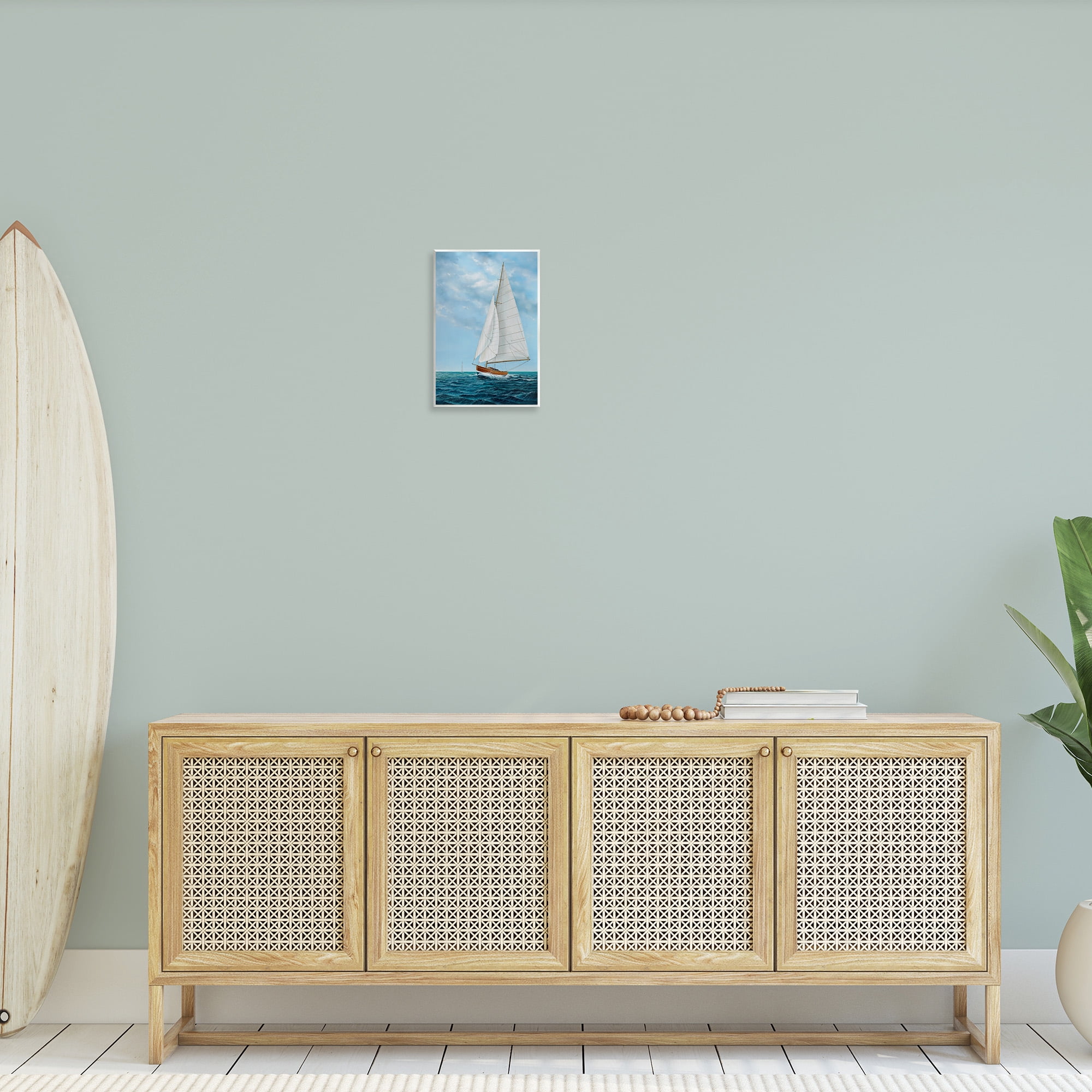 Stupell Industries Nautical Sailboat Waves Transportation Painting Unframed Art Print Wall Art, 10 x 15