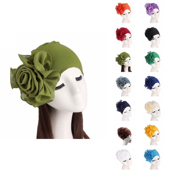 Chemo Turban Hats for Women Elastic Flower Beanie Headwrap Caps