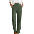 thumbnail image 2 of Womens Pants Elegant Solid Dress Slacks Straight Long Office Casual Work Pants Women Dark Green XL, 2 of 8