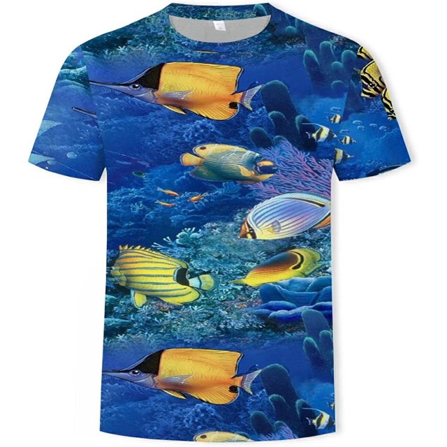 "Playeras Hombre 3D Fish T-Shirt Hombres Animal Camisetas Casual Hip Hop Camisetas Divertidas Ropa para Hombre Hip Hop New Slim O-Neck3D Fish T-Shirt Hombres Animal" Xishao ropa