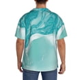 thumbnail image 3 of Yiaed Teal Turquoise 1 Print Mens Casual Wrinkle Free Shirts Short Sleeve Button Down Summer Stretch Dress Shirt-X-Large, 3 of 5