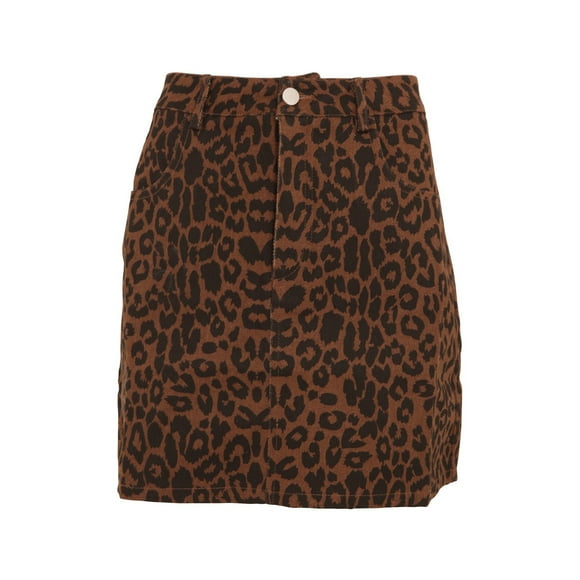 Girls On Film Womens Ronnie Leopard Denim Skirt