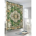 thumbnail image 3 of Green Orange Boho Shower Curtain, Vintage Bohemian Geometric Pattern Bathroom Decor Curtains Set with Hooks, Waterproof Fabric Home Accessories， 72 X 78 Inch Long, 3 of 6