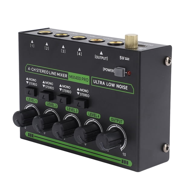 Mezclador de 4 Canales Con Luz Rgb, Controlador de DJ Multifuncional de Bajo Ruido, Mezclador de Sonido Con Ruido Súper Bajo y Fácil Configuración para Teclado,