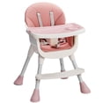 thumbnail image 4 of Ktaxon Baby High Chair, Convertible 3 in 1 High Chairs for Babies and Toddlers, Baby Highchair with 5-Point Safety Harness, Adjustable Height & Dining Tray, Pink, 4 of 7