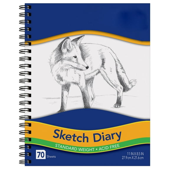 Spiral Bound Sketchbook, 11x8.5 Inch White Drawing Pad, 70 Sheets Acid Free Paper for Artists, Students, Classroom Studio Art Supplies