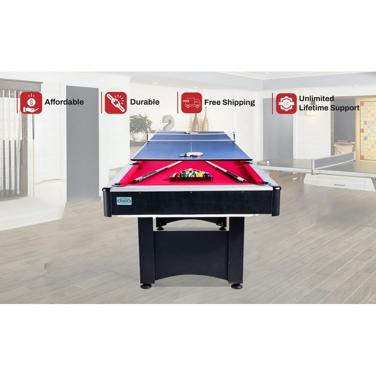 RACK Scorpius 7-Foot Multi Game Billiard/Pool with Table Tennis (Red)