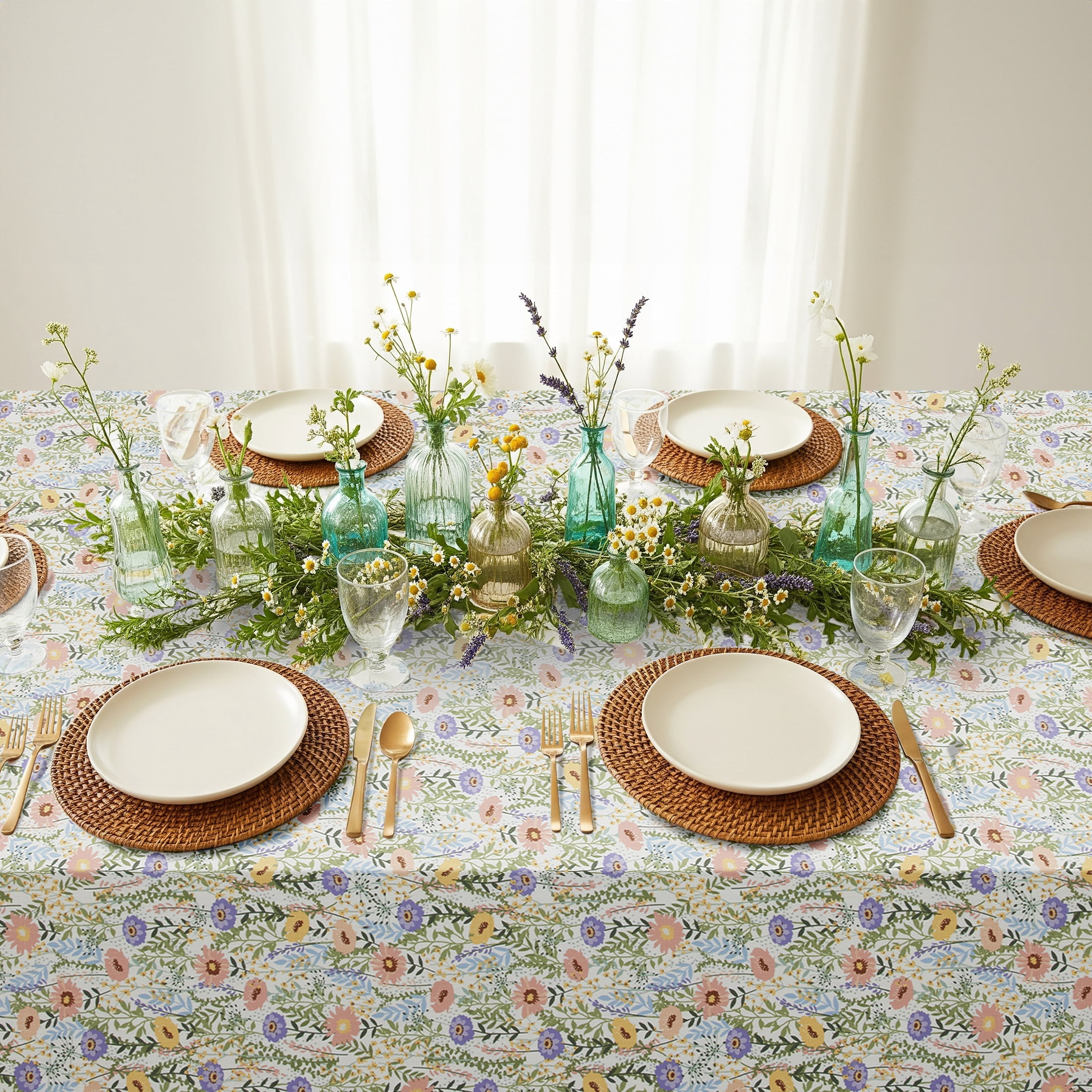 Easter Floral 60" x 84" Tablecloth - 100% Cotton, Multi-color