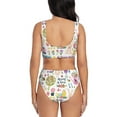 thumbnail image 3 of Kdxio Spring Flowers Birds Print Women's 2 Piece High Waisted Wrap Spaghetti Strap Summer Swimsuit Bikini Set-X-Large, 3 of 7