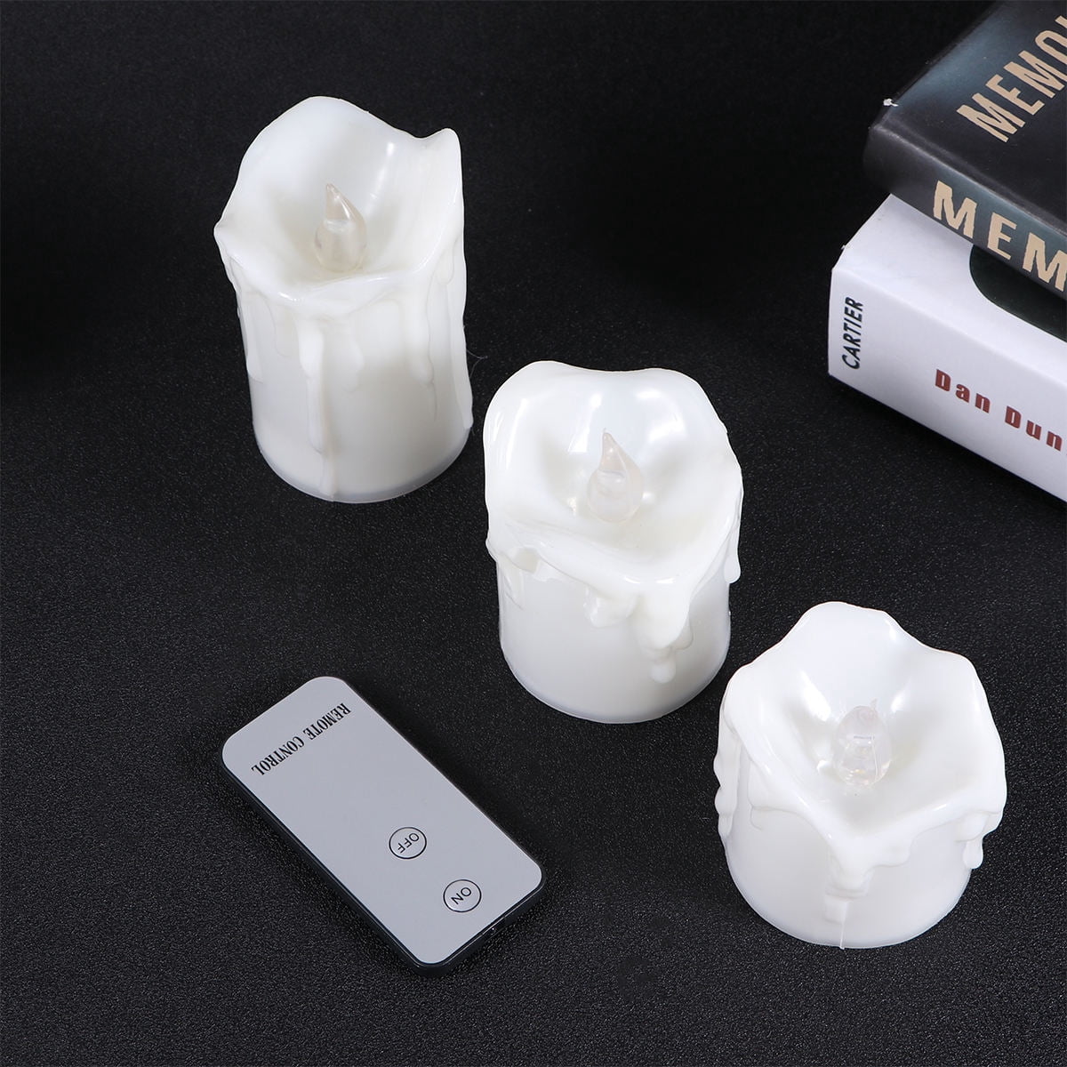 HEALEEP 3Pcs Rechargeable Flameless Candles Flickering Moving for Decoration Light in Various Occasions