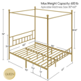 thumbnail image 4 of Renwick Juno Metal Canopy Frame Four Poster Bed with Headboard and Footboard, Queen, Antique Gold, 4 of 7