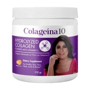 Colageina 10 Hydrolyzed Collagen Powder with Vitamin C, Water-Soluble Orange Flavor, 3.5 oz Pack of 1