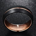 thumbnail image 3 of Vakki 8mm Black Brushed Tungsten Ring Black Dome Matte Surface and Rose Gold Grooved Line, 3 of 5