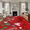 thumbnail image 3 of Red Love, Area Rug 5x7 FT, Non Slip Bedroom Throw Carpet, Spring Valentine's Plant Dots Lattice Stripe Washable Soft Floor Carpet Non-Shedding Rug for Dining Room Bedside Classroom Desk, 3 of 9