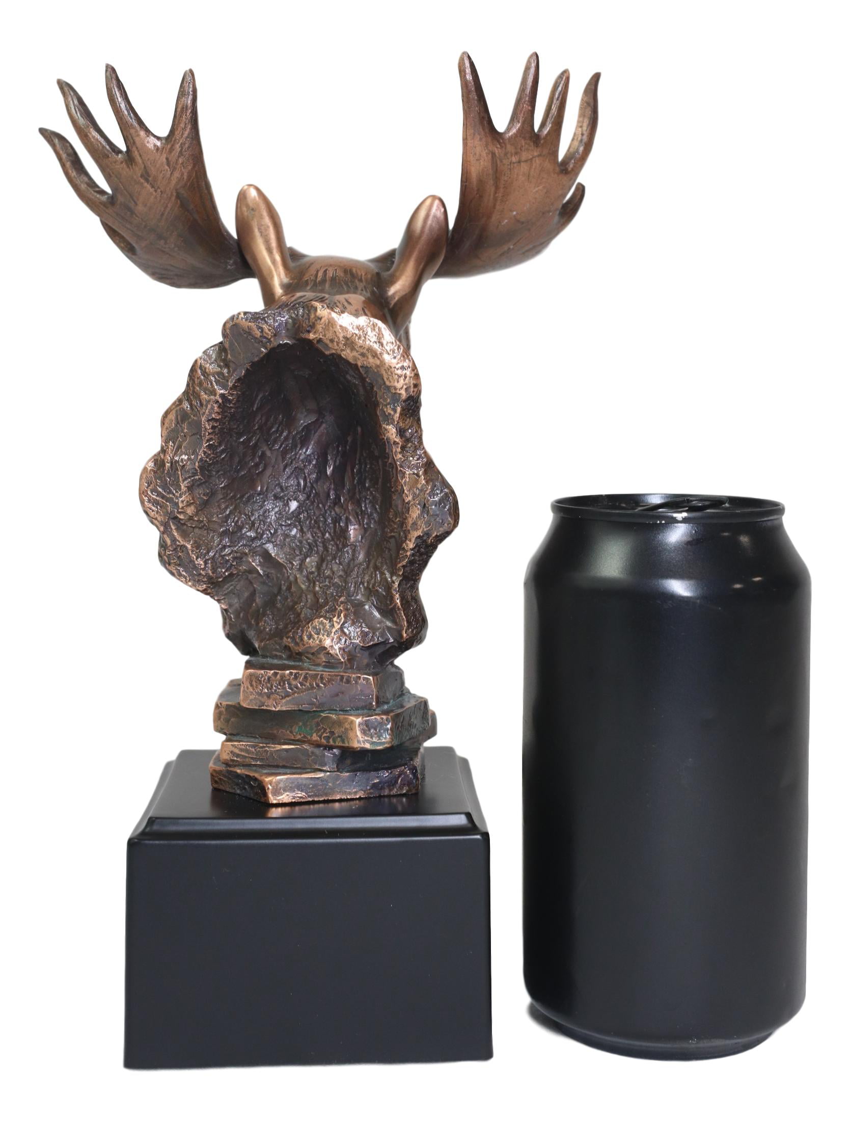 Ebros Gift The Emperor Bull Moose Statue Bronze Electroplated With Base 6.75" L 