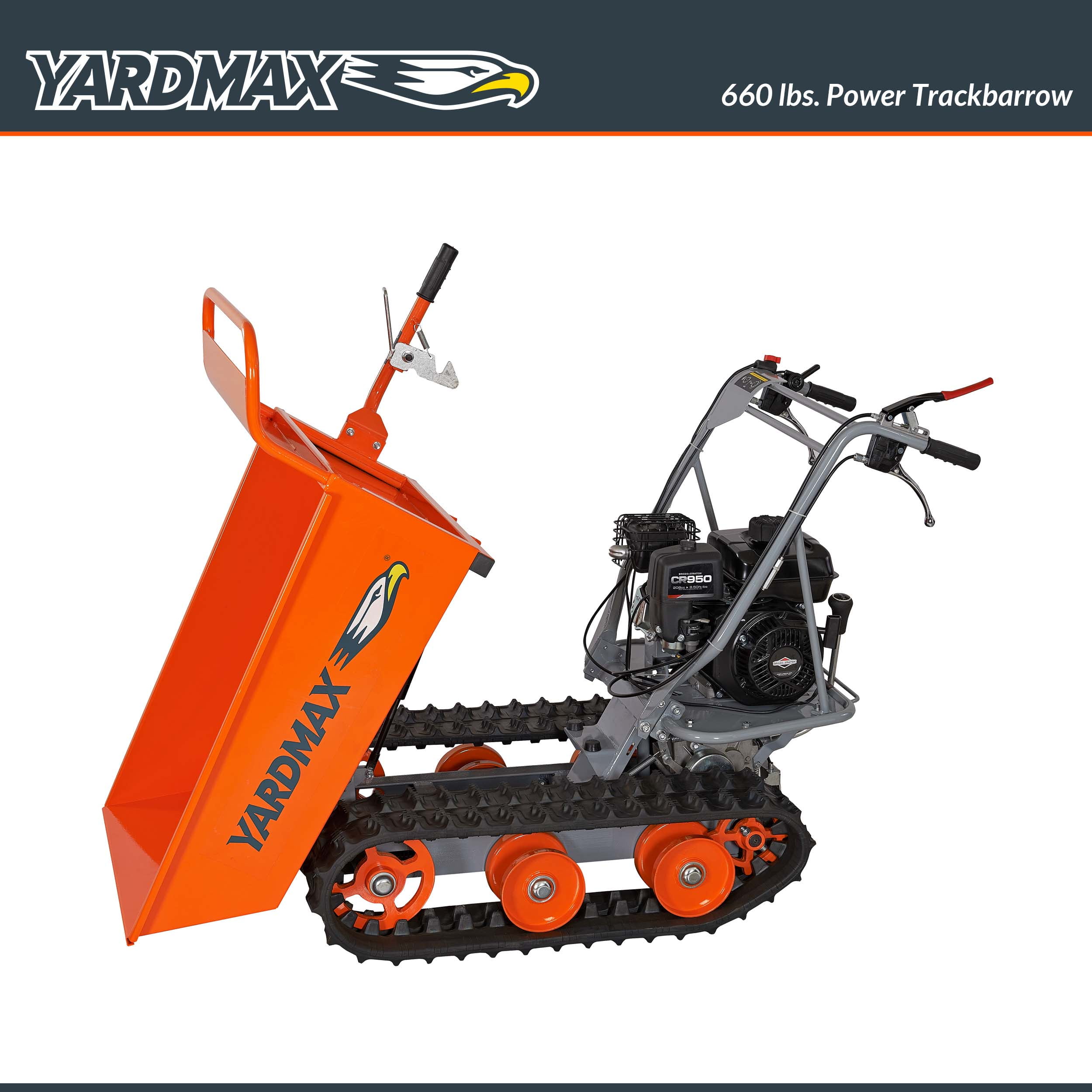 YARDMAX YD8103 Track Barrow, 660 lb. Capacity, Briggs and Stratton, CR950, 6.5 hp, 208cc