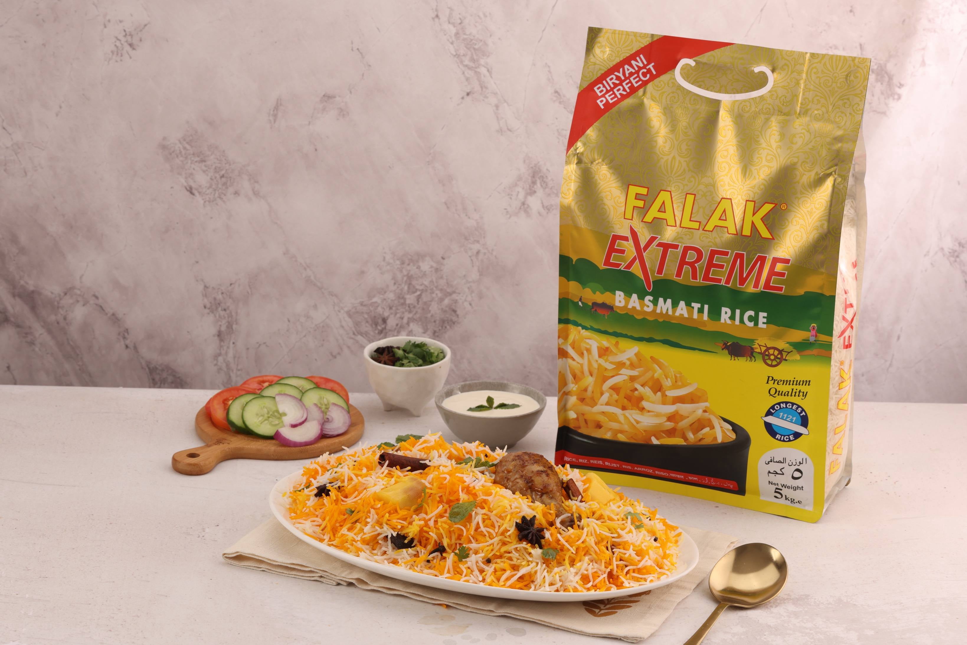 Falak Extreme Basmati Rice 10lb - Extra Long Basmati Rice - Resealable Bag - Naturally Aromatic, Aged, Flavorful, Slender, Non Sticky Grains