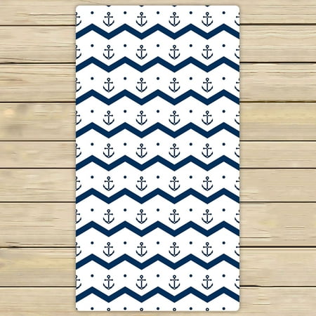 Anchor Bath Towels YKCG Chervon Navy Anchors Blue and White Hand Towel Beach Towels Bath Shower Towel Bath Wrap For Home Outdoor Travel Use 30x56 inches ()