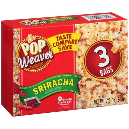 Pop Weaver Sriracha Microwave Popcorn, 3 count, 7.5 oz - Walmart.com