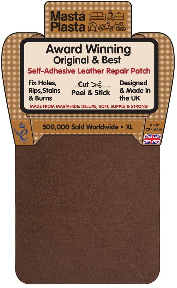 11 x 8 in Extra Large Self-Adhesive Instant Leather Repair Patch Brown Sticky Leather Repair Patch MastaPlasta Plain 28 x 20 cm Premium Fabric Patch First Aid for Sofas Car Seats and More
