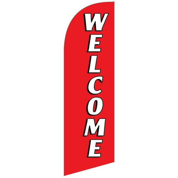 Real Estate Welcome Feather Banner Flag Sign with Flag Pole, Ground Stake, and Travel Bag, 8ft Tall