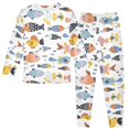 thumbnail image 2 of Dailycode Cotton Pajama Set Snug Fit Long Sleeve Top and Pants for 18M-8Y Cute Drawing Fishes, 2 of 7