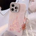 thumbnail image 2 of Pink Glitter Castle Phone Case with Lanyard for iPhone 15 14 13 12 Pro Max Plus Princess Fairytale Phone Case Cover blue with strap For iPhone 15 Plus, 2 of 6