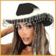 thumbnail image 1 of White Sombrero de vaquero occidental con pluma de borla de diamantes de imitación brillante, 1 of 3