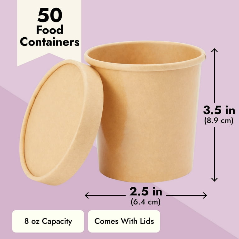 8 oz To Go Soup Containers with Lids, Disposable Paper Bowls (50 Pack)