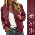 thumbnail image 3 of Perfectbot Women's Bomber Jacket, Waterproof Windproof Lightweight Full Zip Casual Fall Outwear, 3 of 8