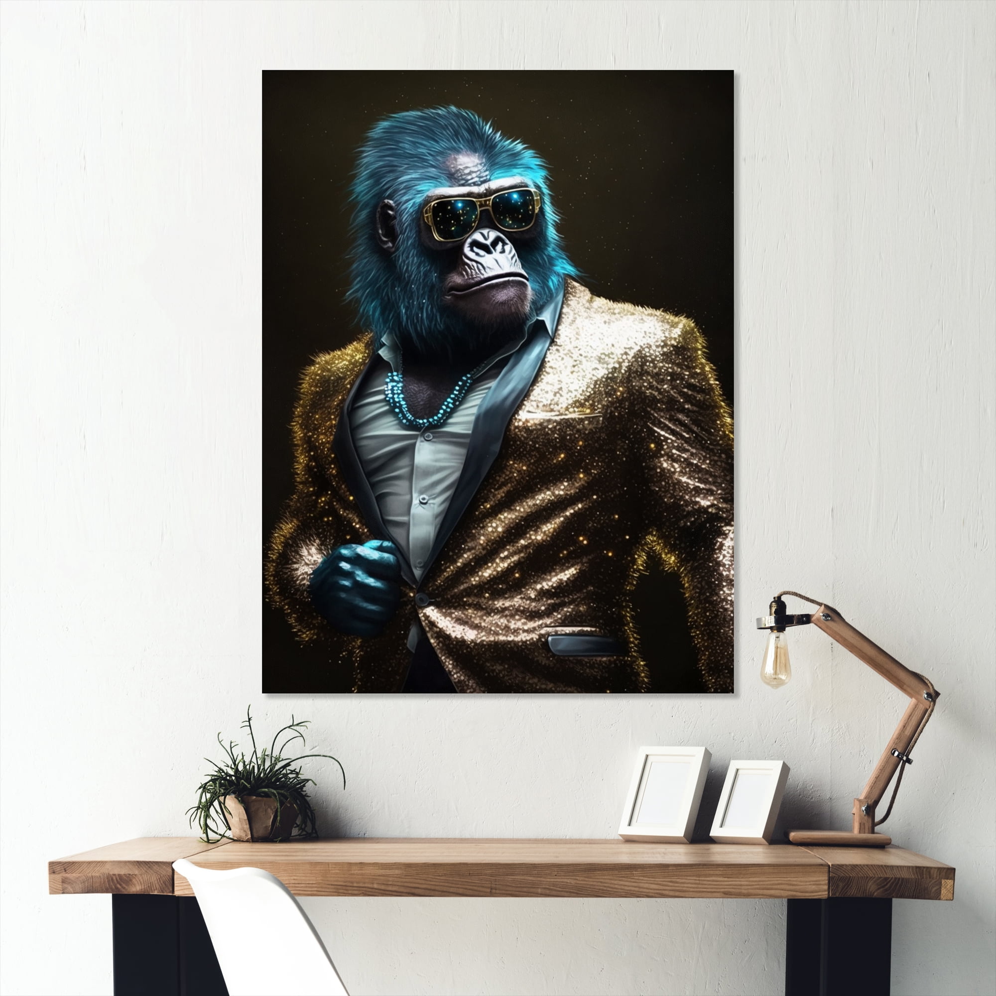 Designart Disco Style Tuxedo Gorilla II Canvas Wall Art
