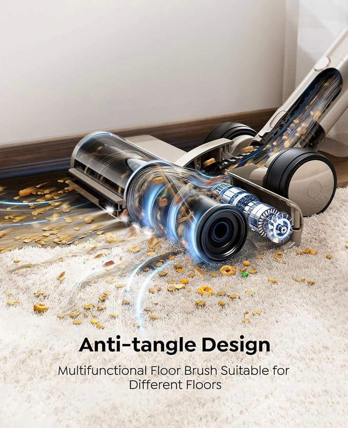Cordless Stick Vacuum Cleaner, 50kPa, up to 80 minutes runtime, self-standing, touch screen, anti-tangle,for Carpet,Hard Floor, Pet Hair