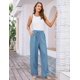thumbnail image 5 of Pantalones Palazzo GRACE KARIN elásticos de cintura alta, color azul claro, L, mujer, 5 of 6