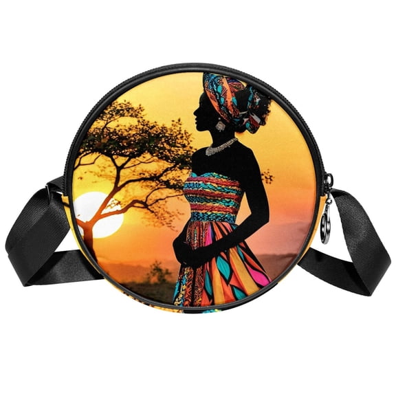 ERJLKXP Grassland Sunset African Woman Small Crossbody Bags for Women,Casual Travel Sling Bag,Over the Shoulder Cross Body Purses
