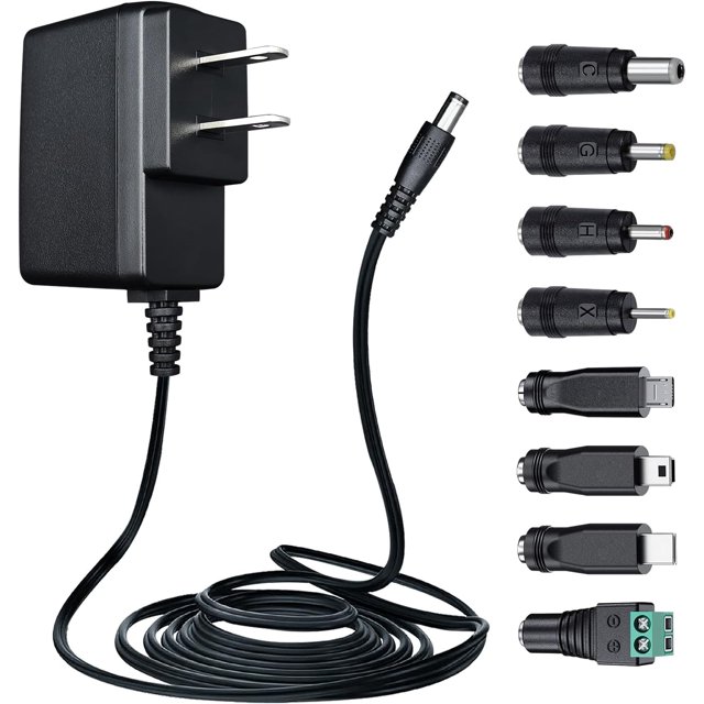 wqlpp-UL Adaptateur d'Alimentation 5V 1A avec 8 Embouts, AC 100V-240V à DC 5 Volt 1Amp 0.5A 5W 6 Pieds Long Cordon d'Alimentation de Remplacement pour Caméra de Sécurité Moniteur Bébé Routeur Haut-Parleur Boîtier TV Raspberry Pi