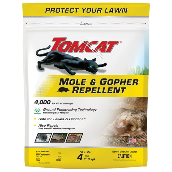 Tomcat Mole & Gopher Repellent Granules, Safe for Lawn and Garden, Formulated with Castor Oil, 4 lb.
