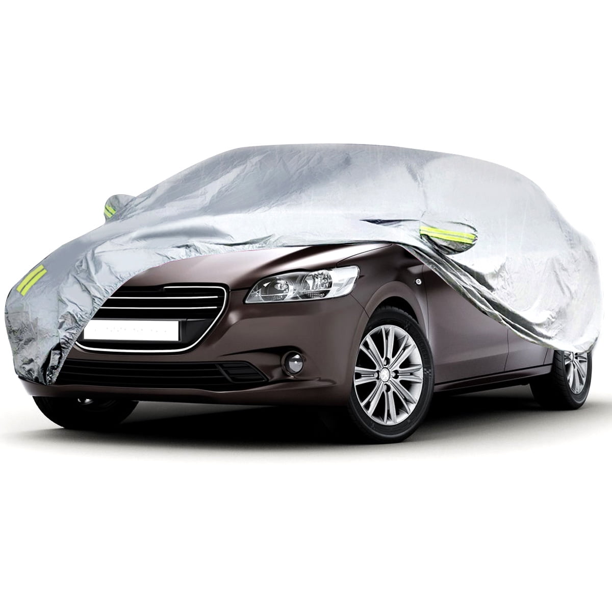 Eluto Sedan Car Cover Universal, Indoor Outdoor Waterproof Full Sun UV Snow  Dust Resistant Protection Cover, Silver, Size XXL 