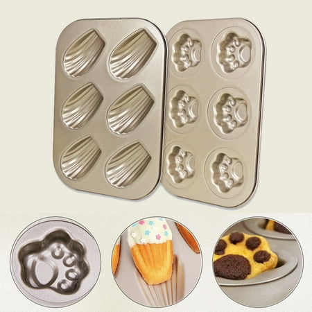 6 Lattices Cookies Desserts Cake Bread Making Mold Carbon Steel Bear's Paw Shell Non-Stick Bakeware Baking Mold Pan Kitchen