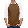 thumbnail image 6 of Men's Casual 3/4 Sleeve Baseball Tshirt Raglan Jersey Shirt Brown 3XL, 6 of 7