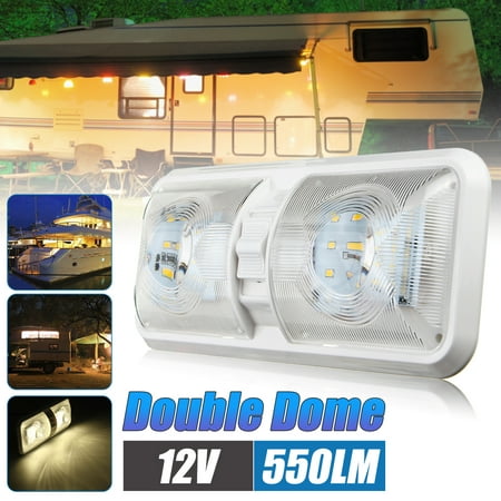 Ceiling Fixture Double Dome Light 12V LED Interior Lamp Bulb For  Camper Trailer RV Marine Motorhome MATCC