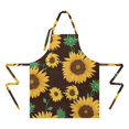 thumbnail image 2 of Brown Green Bud Sunflower Pattern Apron-Garden Aprons for Women with Pockets-Cotton Linen Waterproof Kitchen Cooking Gardening Aprons Adjustable for Kitchen,Cooking,BBQ and Salon 33x27 Inch, 2 of 7