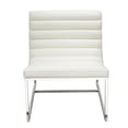 thumbnail image 2 of Benzara Leather Upholstered Lounge Chair with Channel Tufting Details and Steel Frame, White and Silver-Color:White and Silver, 2 of 6