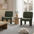 thumbnail image 3 of Dayalane Modern Accent Chair Set of 2, Armless Single Chair Chenille Upholstered Sofa with Padded Back & Solid Wood Legs, Comfy Reading Chair Side Chair for Living Room Bedroom or Corner, Green, 3 of 9