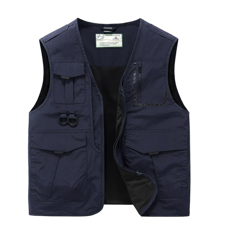 Njoeus Men's Casual Outdoor Quick-Dry Vest Work Fishing Travel Photo Cargo  Vest Jacket Multi Pockets (Big & Tall M-5XL)
