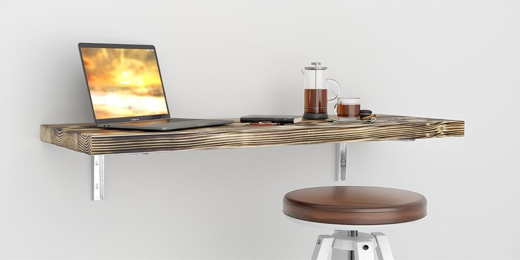 MCC Wall Mounted Floating Desk Folding Table for Small Spaces Kitchen Counter, Laundry Shelf, Computer Workbench for Wall, Fold Down Desk and Free Spirit Level Gift