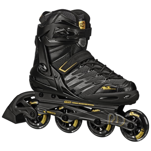 Patines en línea para hombre Roller Derby AERIO Q-60 Negro Dorado Talla 12 US