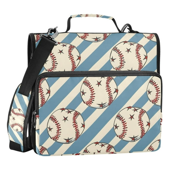 ALAZA Zipper Binder Baseballs on Stipes 3 Ring Trapper Keeper File Folder Organizer Bag